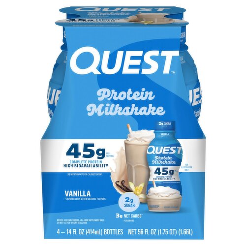 Quest Vanilla Protein Milkshake, 14 fl oz, 4 count