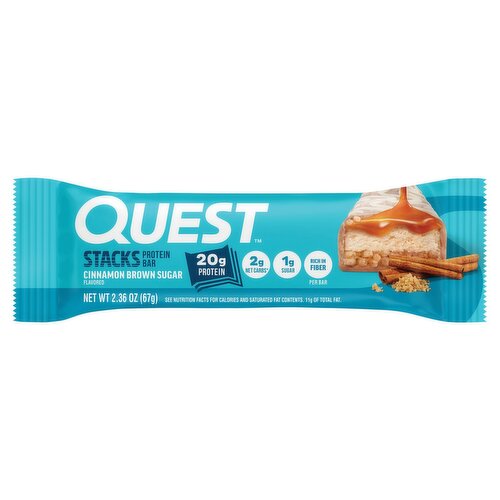 Quest Stacks Cinnamon Brown Sugar Flavored Protein Bar, 2.36 oz