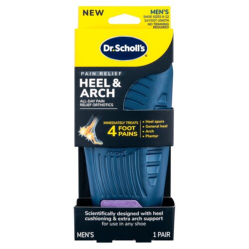 Dr. Scholl's Men's Heel & Arch All-Day Pain Relief Orthotics, Shoe Sizes 8-12, 1 pair