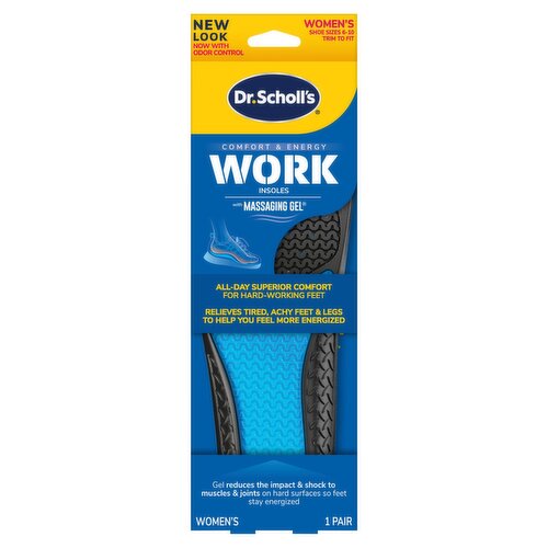 Dr. Scholl's Women's Comfort & Energy Work Insoles with Massaging Gel, Shoe Sizes 6-10, 1 pair