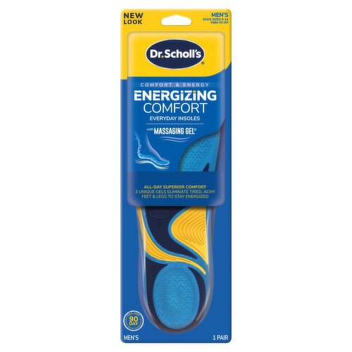 Dr. Scholl's Men's Energizing Comfort Everyday Insoles with Massaging Gel, Shoes Sizes 8-14, 1 pair