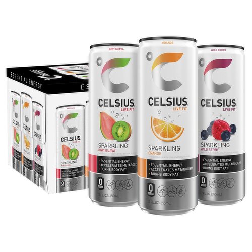 Celsius Live Fit Sparkling Essential Energy Drink Varity Pack, 12 fl oz, 12 count