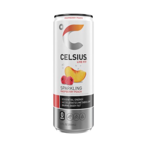 Celsius Live Fit Raspberry Peach Sparkling, 12 fl oz