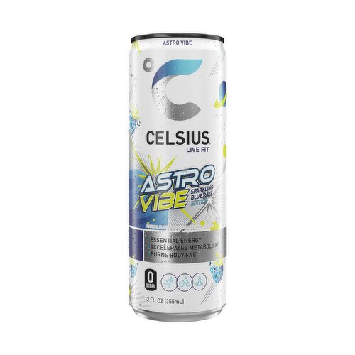 Celsius Live Fit Astro Vibe Sparkling Blue Razz Energy Drink Edition, 12 fl oz