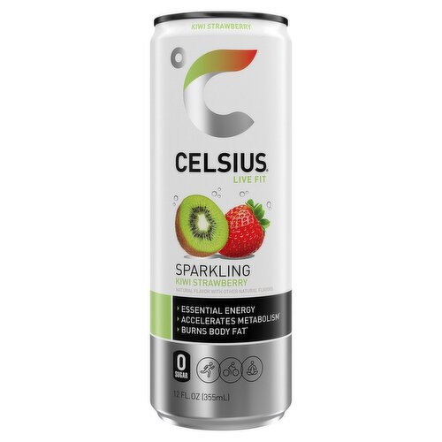 Celsius Live Fit Kiwi Strawberry Sparkling Energy Drink, 12 fl oz