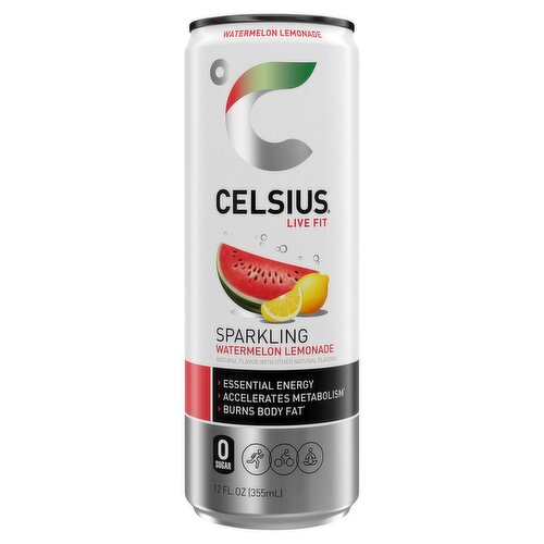 Celsius Live Fit Watermelon Lemonade Sparkling Energy Drink, 12 fl oz