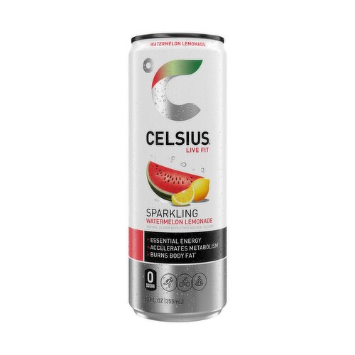 Celsius Live Fit Watermelon Lemonade Sparkling Energy Drink, 12 fl oz