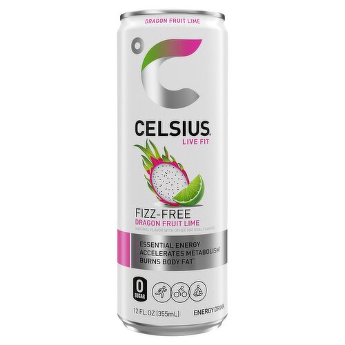 Celsius Live Fit Fizz-Free Dragon Fruit Lime Energy Drink, 12 fl oz