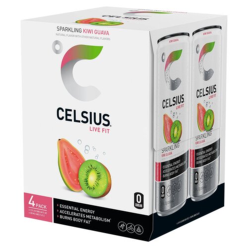 Celsius Live Fit Sparkling Kiwi Guava Energy Drink, 12 fl oz, 4 count