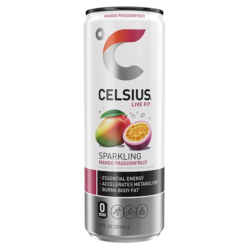 Celsius Live Fit Sparkling Mango Passionfruit Energy Drink, 12 fl oz