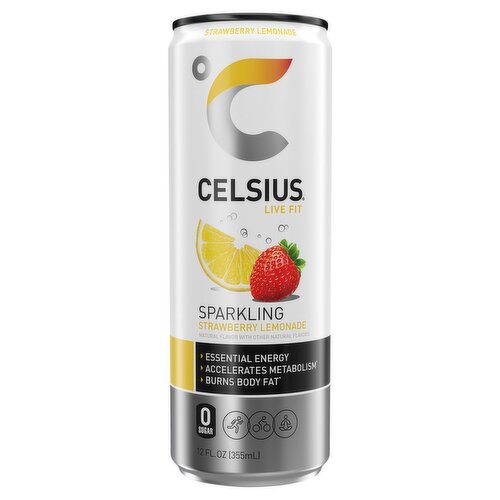 Celsius Live Fit Sparkling Strawberry Lemonade Energy Drink, 12 fl oz