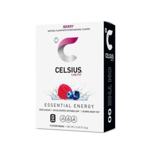 Celsius Live Fit Berry On the Go Energy Powder, 14 count, 2.5 oz