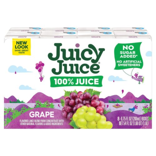 Juicy Juice Grape 100% Juice, 6.75 fl oz, 8 count