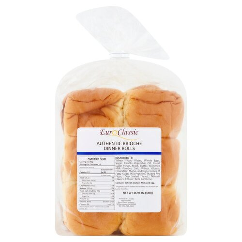 Euro Classic Authentic Brioche Dinner Rolls, 12 count, 16.93 oz