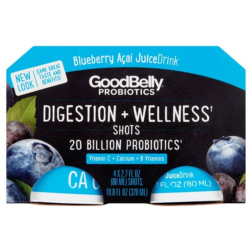 GoodBelly Probiotics Blueberry Acai Juice Drink, 2.7 fl oz, 4 count