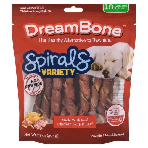 DreamBone Spirals Dog Chews with Chicken & Vegetables Variety, 18 count, 7.3 oz