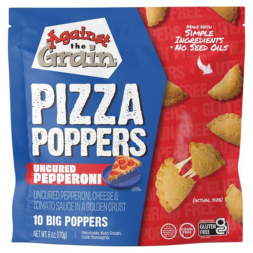 Against the Grain Uncured Pepperoni Pizza Poppers, 10 count, 6 oz