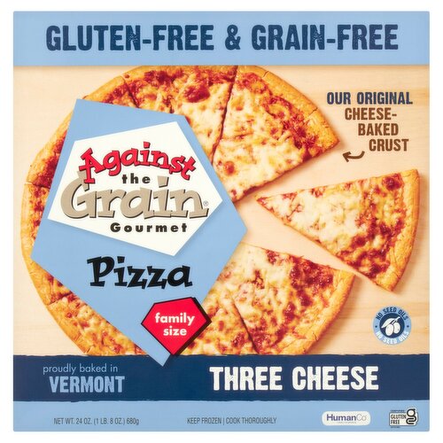 Against the Grain Gourmet Three Cheese Pizza Family Size, 24 oz