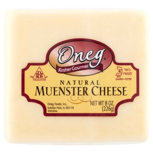 Oneg Natural Muenster Cheese, 8 oz