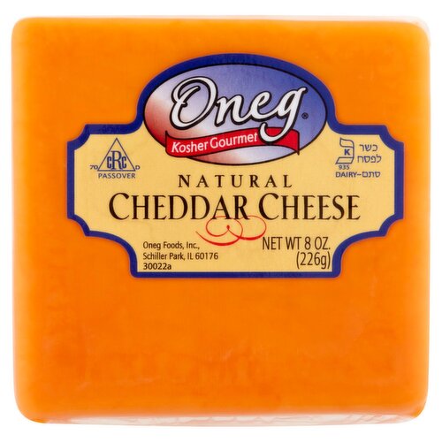 Oneg Natural Cheddar Cheese, 8 oz