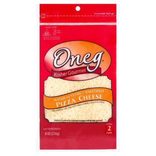 Oneg Natural Fancy Shredded Pizza Cheese, 8 oz