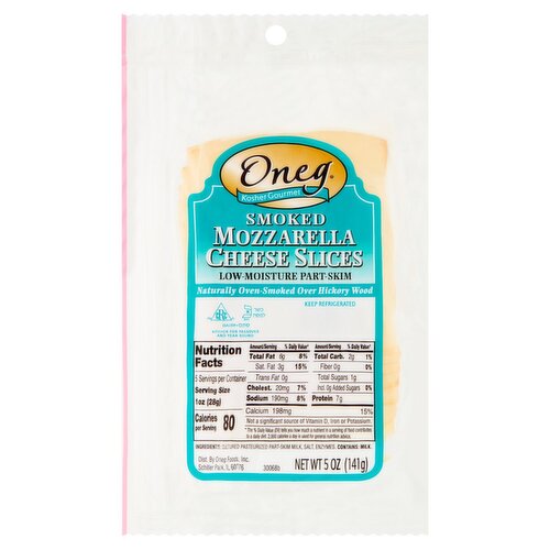 Oneg Smoked Mozzarella Cheese Slices, 5 oz