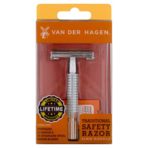 Van Der Hagen Chrome 85mm Handle Traditional Safety Razor