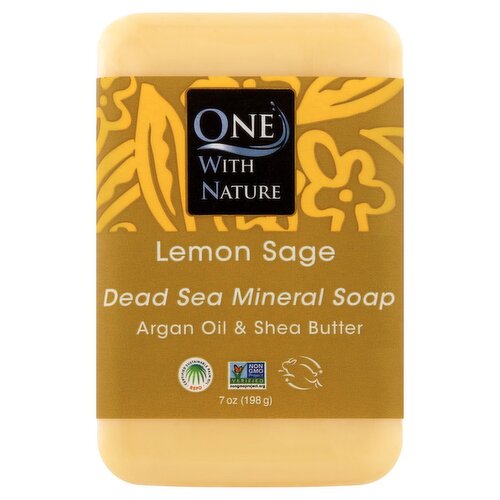 One With Nature Lemon Sage Dead Sea Mineral Soap, 7 oz