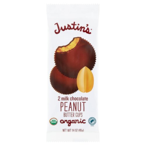 Justin's Organic Milk Chocolate Peanut Butter Cups, 2 count, 1.4 oz