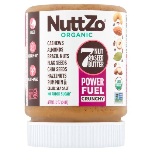 NuttZo Organic Power Fuel Crunchy 7 Nut & Seed Butter, 12 oz