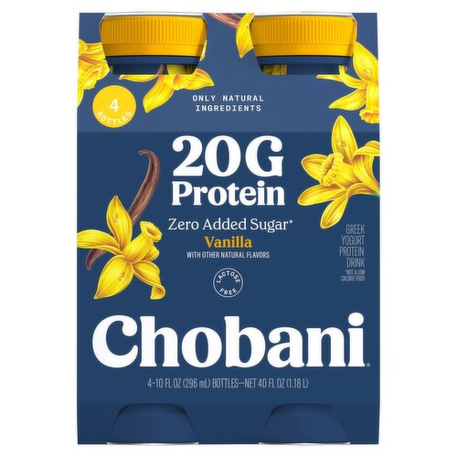 Chobani 20g Protein Vanilla Greek Yogurt Protein Drink, 10 fl oz, 4 Count