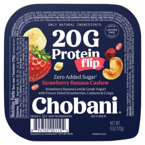 Chobani Flip 20g Protein Strawberry Banana Cashew Lowfat Greek Yogurt, 6 oz
