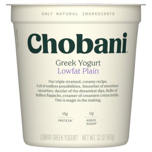 Chobani Lowfat Plain Greek Yogurt, 32 oz