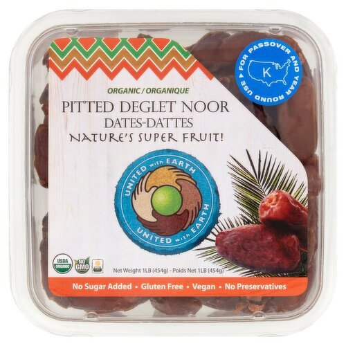 United With Earth Organic Pitted Deglet Noor Dates, 1 lb