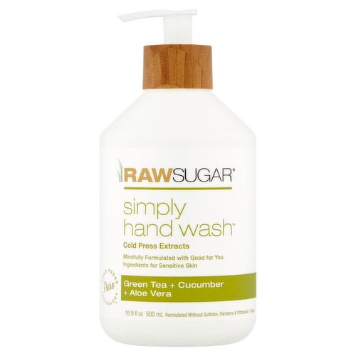 Raw Sugar Green Tea + Cucumber + Aloe Vera Simply Hand Wash, 16.9 fl oz