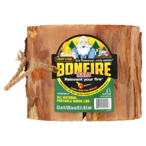 Eco Forest Light 'n Go Bonfire Bald All Natural Portable Birch Log