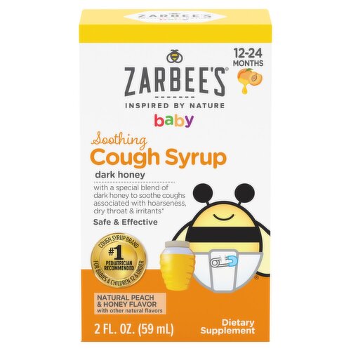 Zarbee's Naturals Baby Soothing Cough Syrup Dark Honey Dietary Supplement, 12-24 Months, 2 fl oz