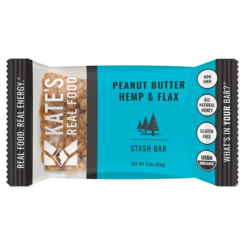 Kate's Real Food Stash Bar Peanut Butter Hemp & Flax, 2.2 oz