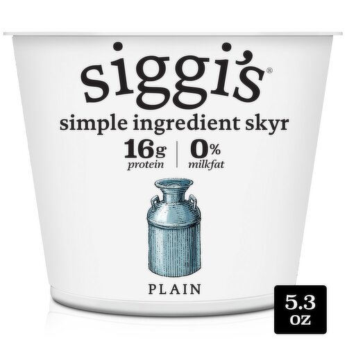 Siggi's Plain Fat Free Yogurt, 5.3 oz