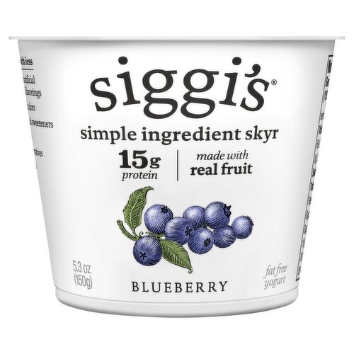 Siggi's Blueberry Fat Free Yogurt, 5.3 oz