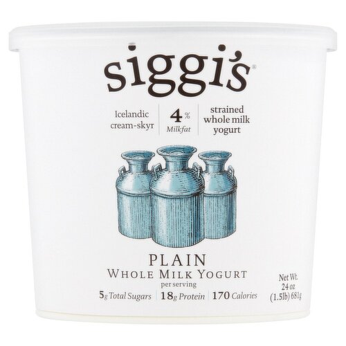 Siggi's Plain Strained Whole Milk Yogurt, 24 oz