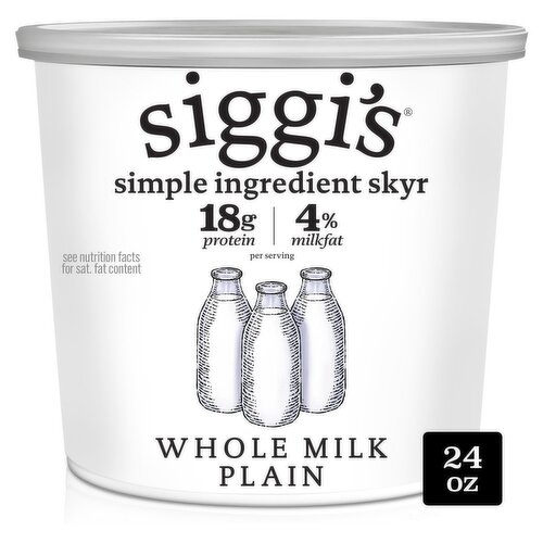 Siggi's Plain Whole Milk Yogurt, 24 oz