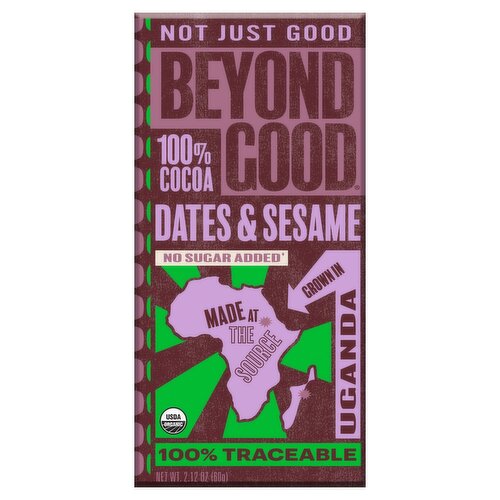 Beyond Good 100% Cocoa Dates & Sesame Chocolate, 2.12 oz