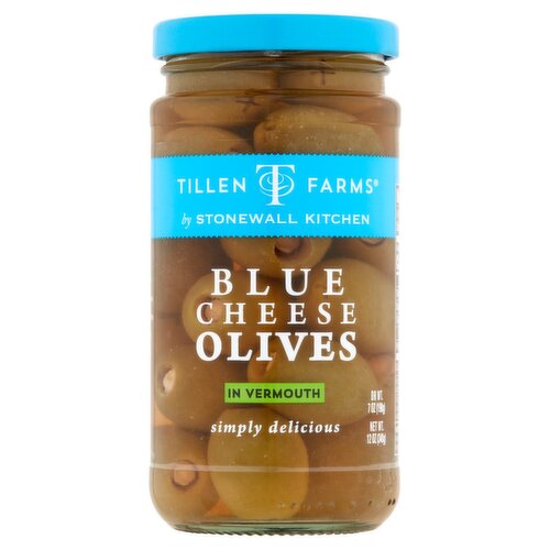 Stonewall Kitchen Tillen Farms Blue Cheese Olives in Vermouth, 12 oz