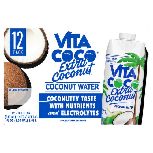 Vita Coco Extra Coconut Water Family Share Pack, 11.1 fl oz, 12 count