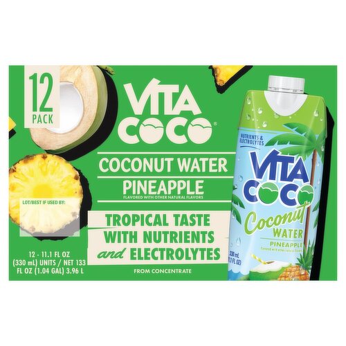 Vita Coco Pineapple Coconut Water Family Share Pack, 11.1 fl oz, 12 count