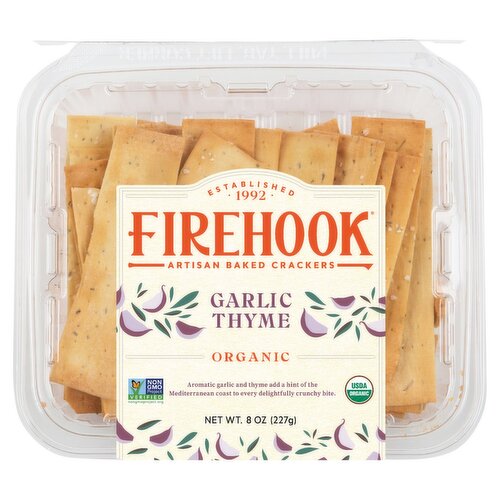 Firehook Garlic Thyme Organic Mediterranean Baked Crackers, 8 oz