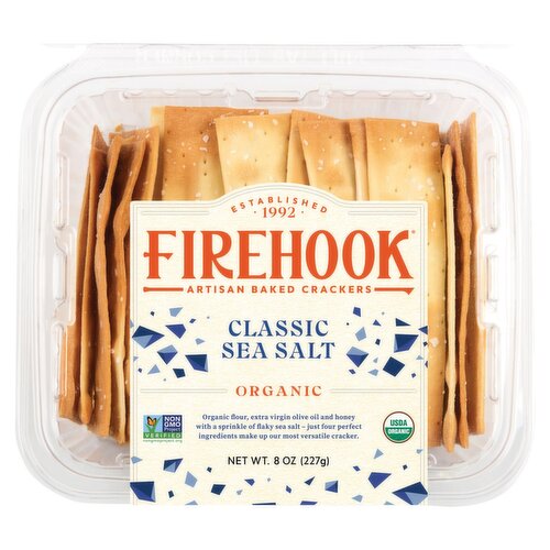Firehook Classic Sea Salt Organic Artisan Baked Crackers, 8 oz