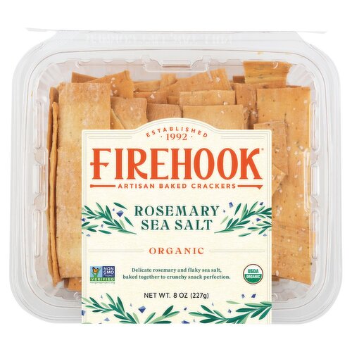 Firehook Rosemary Sea Salt Organic Mediterranean Baked Crackers, 8 oz