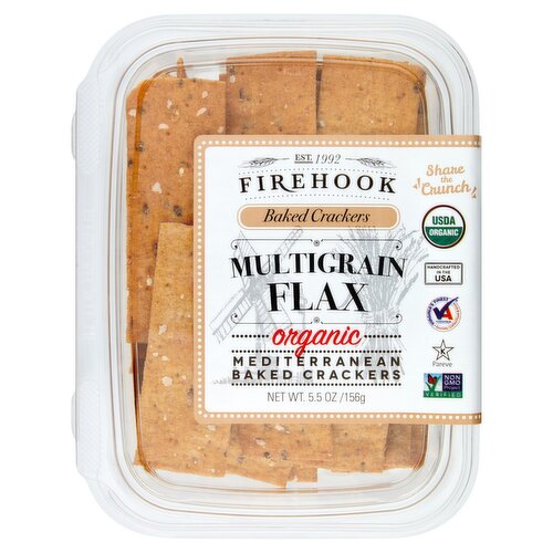 Firehook Multigrain Flax Organic Mediterranean Baked Crackers, 5.5 oz